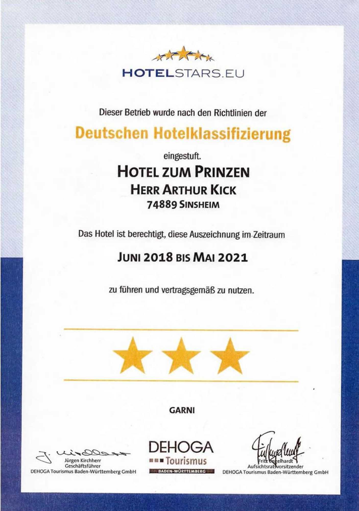 Gift card for Hotel Zum Prinzen Sinsheim