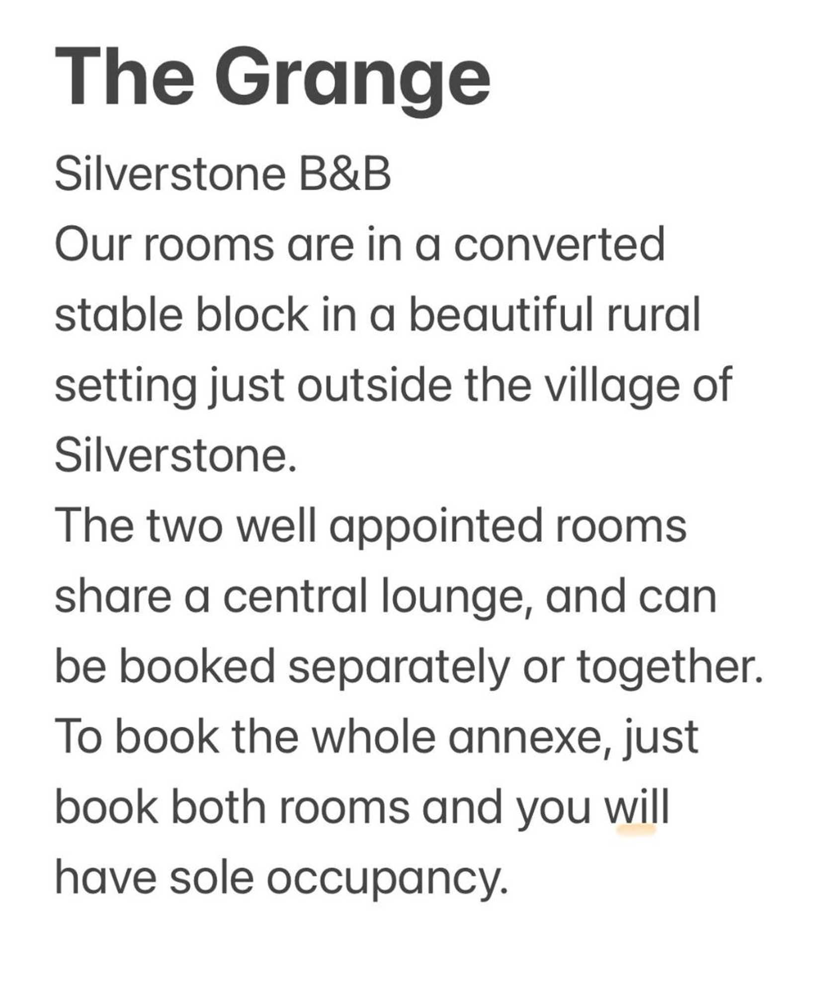 Gift card for The Grange Silverstone