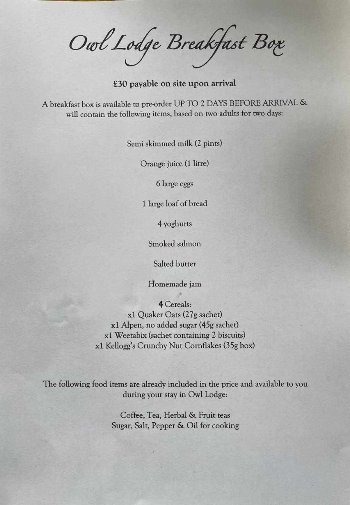 Gift card for Lancasters Cottage