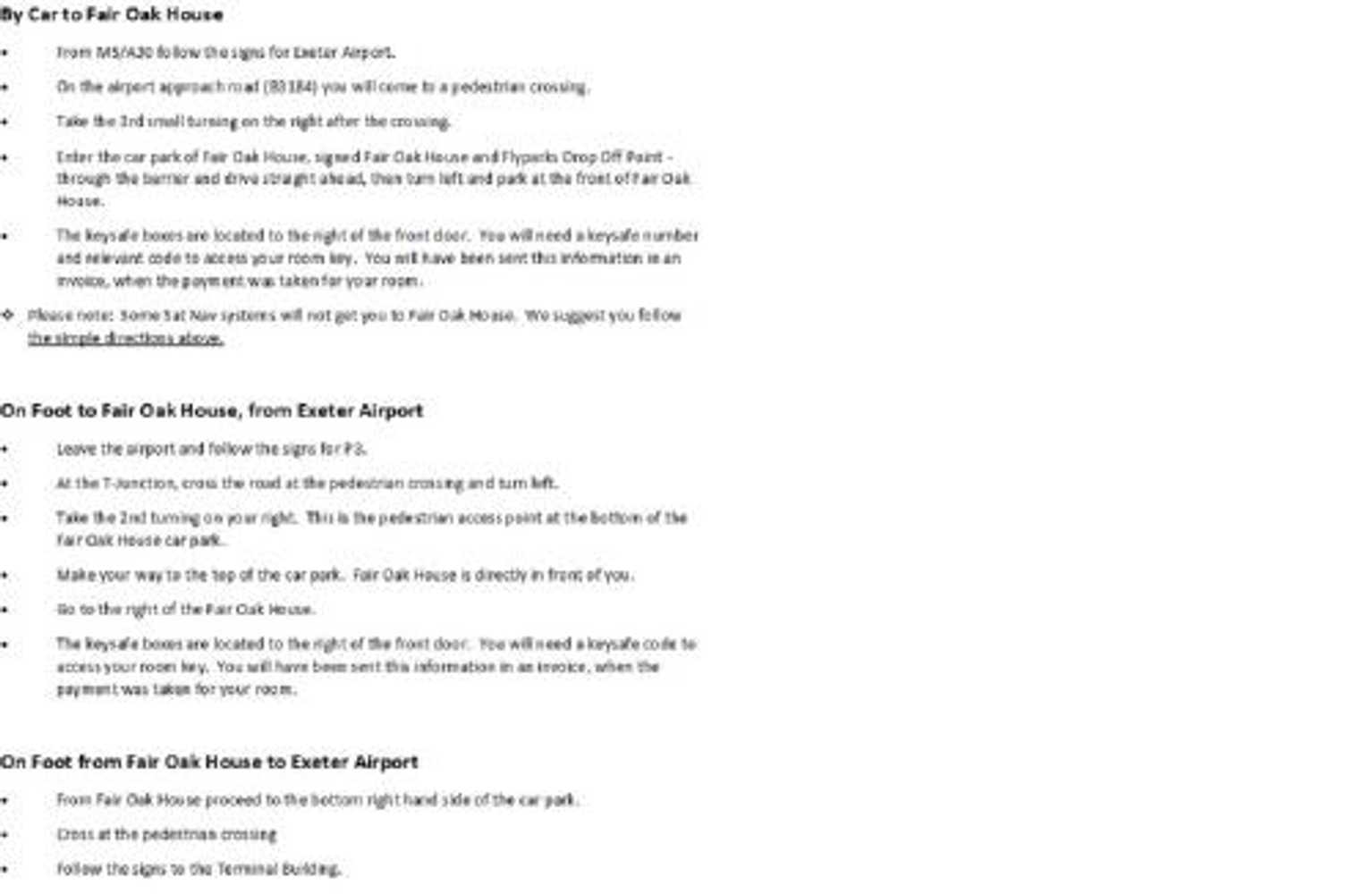 Gift card for Fair Oak House Exeter Airport