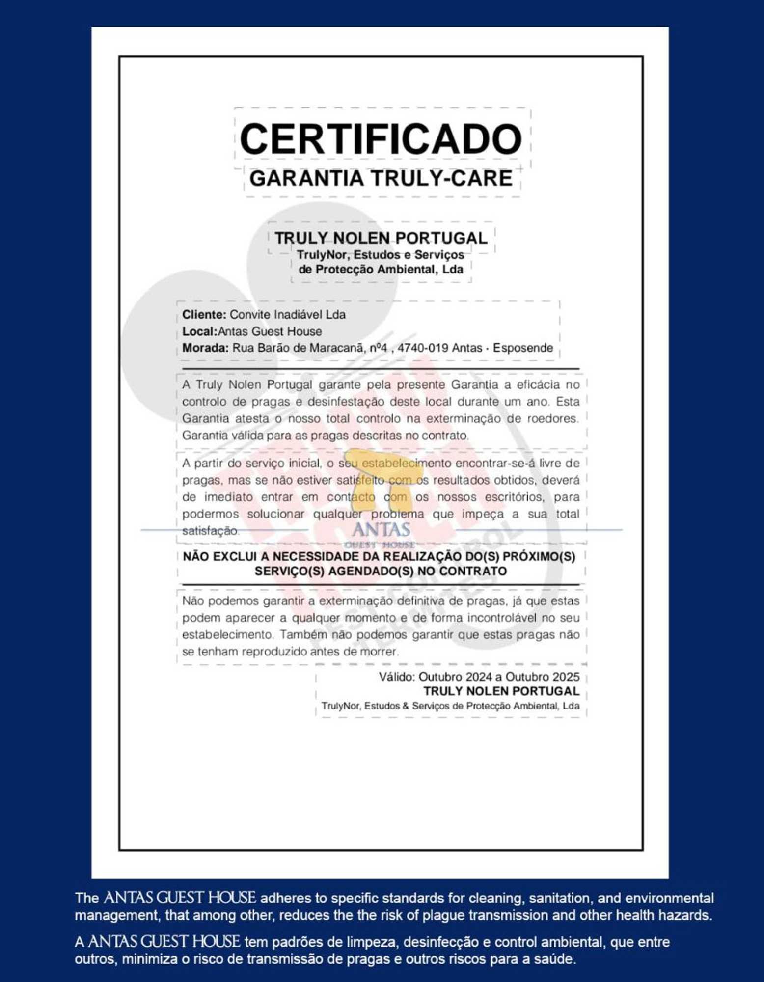 Gift card for Antas Guest House