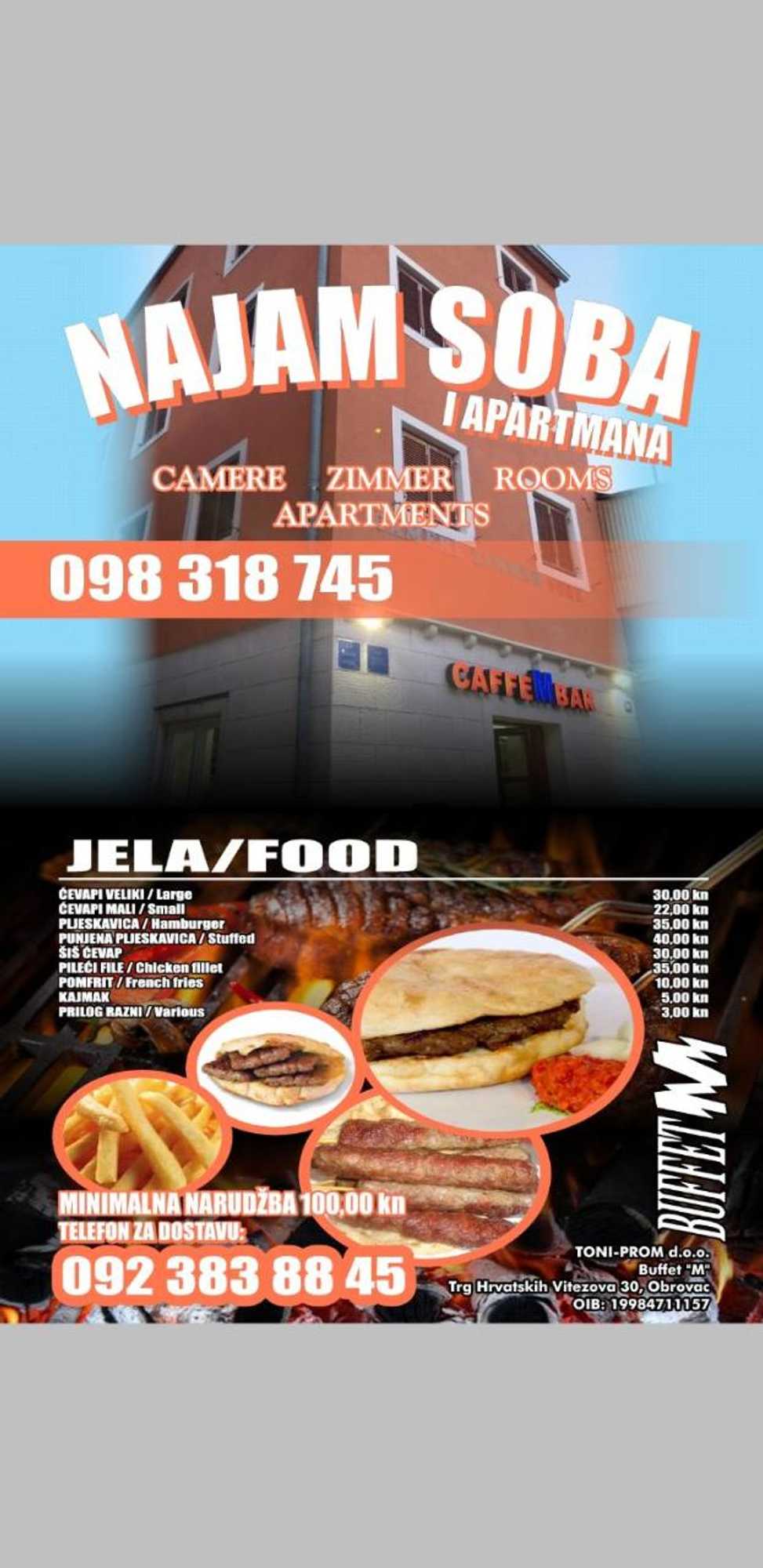 Gift card for Buffet M Apartments And Rooms Obrovac